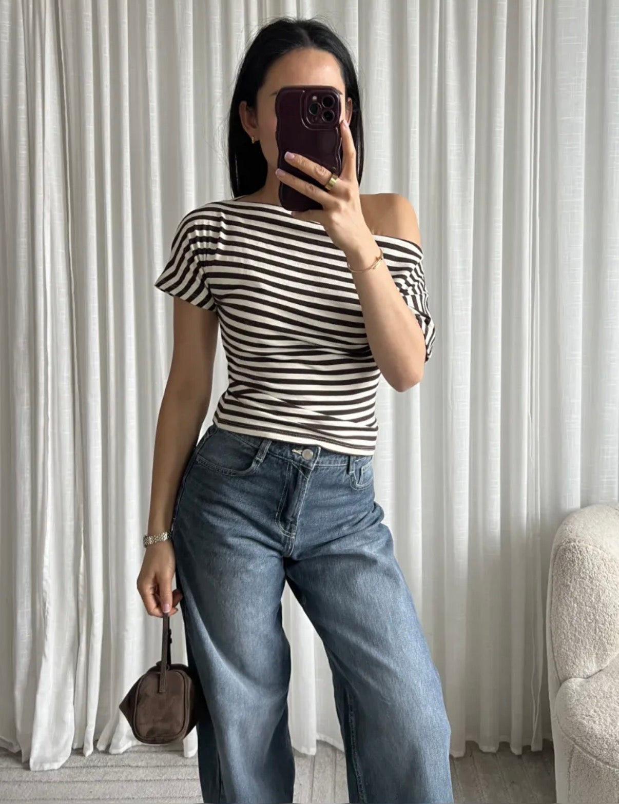 Gina Top - Brown/Creme