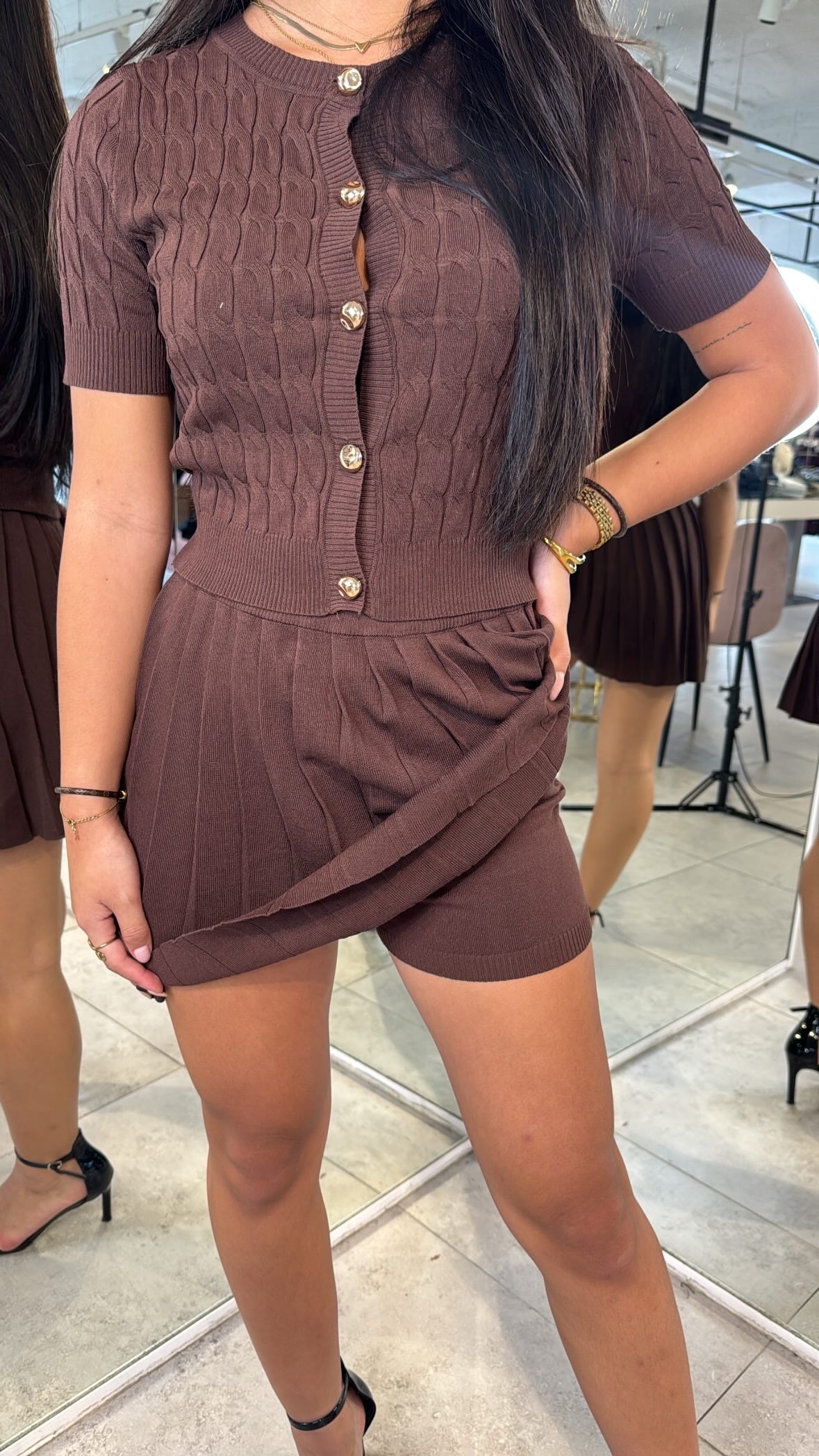 Mila Set Top - Brown