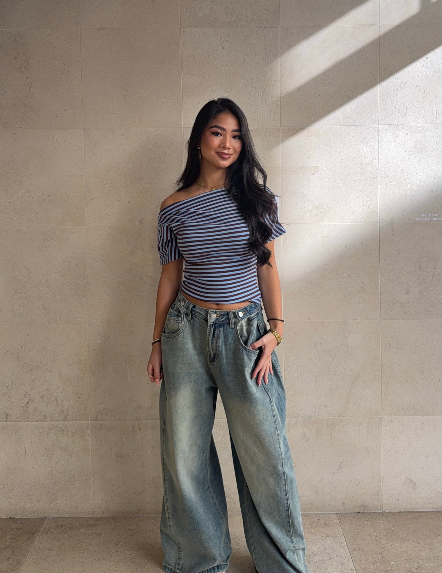 Gina Top - Blue/Brown