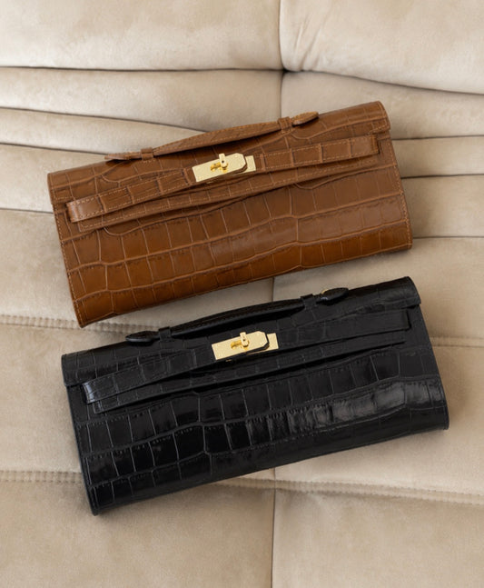 Croco Clutch - Cognac