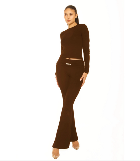 Flaired Lounge Pants Brown