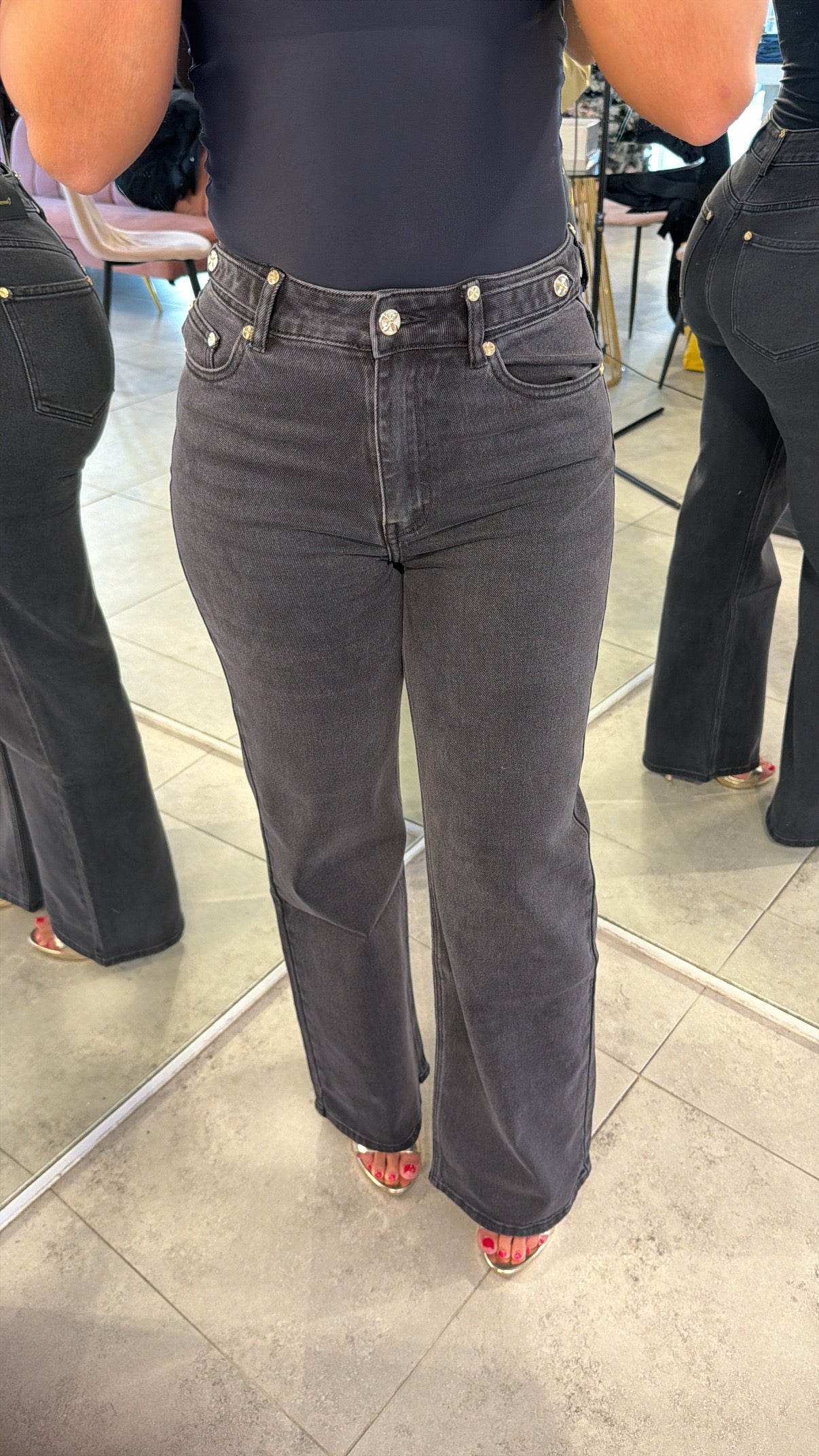 Queen hearts Jeans - Grey