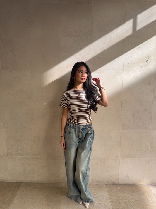 Gina Top - Brown/Creme