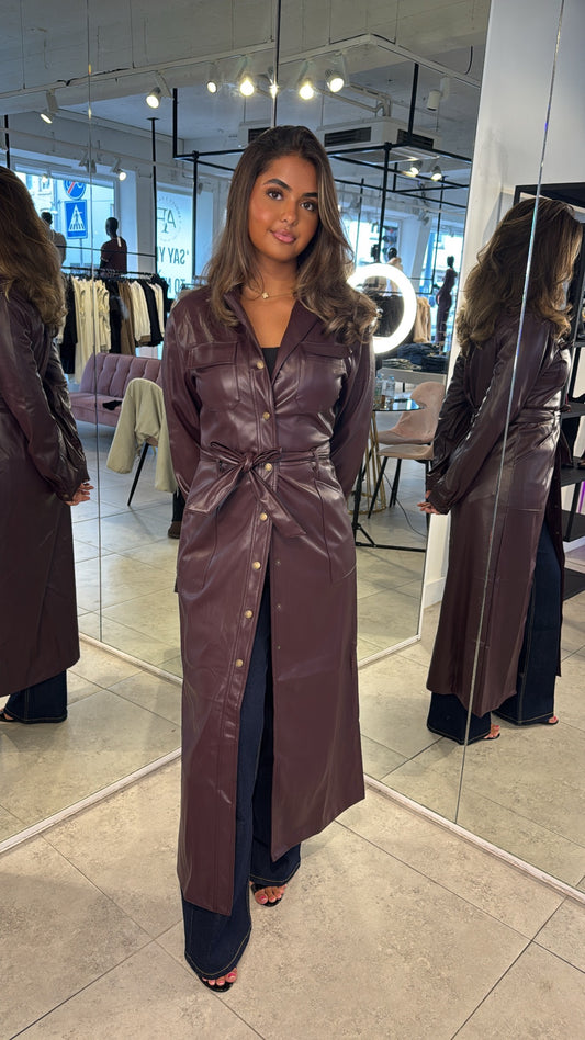 Leather Look Dress - Bordeaux